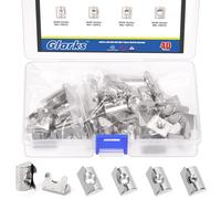 Glarks 41pcs M4/M5/M6/M8 40 SeriesT Nuts Roll in Spring Kit, Carbon Steel T Nut with Springs Sheet, Silver Spring T Nut, Half Round Roll T-Nuts, European Standard 4040 Series for Aluminum Profile