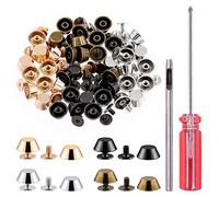 Glarks 42 Sets 11.5x5mm Silver/Gold/Gun-Black/Antique Bronze Metal Flat Head Cap Barrel Rivets Screw Back Spikes Studs Assortment Kit with Screwdriver and Hole Punch for Punk Leather Purse Bag Craft