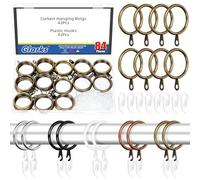 Glarks 42 Sets 30mm/1.2Inch Antique green Metal Drapery Curtain Hanging Rings Set, Includes 42pcs Curtain Rings and 42pcs White Plastic Curtains Hook, Drape Sliding Eyelet Rings
