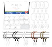 Glarks 42 Sets 30mm/1.2Inch White Metal Drapery Curtain Hanging Rings Set, Includes 42pcs Curtain Rings and 42pcs White Plastic Curtains Hook, Drape Sliding Eyelet Rings