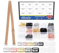Glarks 420pcs 8mm 12mm Figure-9 Bra Straps Hooks Kit, 7 Colors Swimsuit Strap Hooks, Bra Straps Slide Rings Replacement Slider for suspender skirts, underwear, and bathing suits.