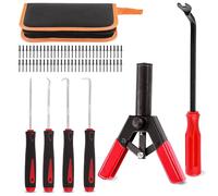GLARKS 46Pcs Plastic Poly Rivet Gun Set with 40Pcs Assorted Poly Rivets, Fastener Removal Tool Universal Pick and Hook Set for installing and Removing Car Door Panel Clips