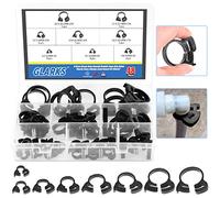 Glarks 48Pcs 8 Size Heavy Duty Black Double Gripping Nylon Hose Clamps Set, 6.6-27.2mm Plastic Snap Ratcheting Clamps Assortment Kit (Black 48Pcs)