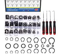 Glarks 499Pcs 8 Sizes Alloy Steel External Retaining Clip Rings Internal Circlips Snap Retaining Rings and Rubber O-Rings with Precision Hook and Pick Assortment Kit, Metric Size