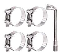 Glarks 4Pcs 64-67mm T-Bolt Hose Clamps 304 Stainless Steel Heavy Duty Ear Clamp Tube Clamp Adjustable Pipe Clamps for 2.5''-2.6'' Dia Range Hose (64-67MM)