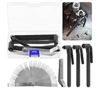 GLARKS 4Pcs Motorcycle Engine Valve Screw Adjusting Spanner Tool and Feeler Gauge Set, 3Pcs 8mm 9mm 10mm Engine Valve Screw Repair Wrench Motorcycle Scooter Valve Tool with a Offset Feeler Gauge