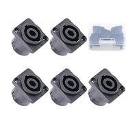 Glarks 5 Pack 4 Pole Square (Rectangle) Female Panel Mount Socket Twist Lock Speaker Compatible with Neutrik Speakon NA4LJ, NA4LJX, NL4MP, NL4MPR, NL4FC, NL4FX, NL4 & NL2 Series, NL2FC