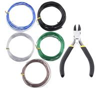 Glarks 5 Rolls Bonsai Wires Kit, 2mm 3mm 0.8mm 1mm 1.5mm Aluminum Bonsai Training Wire Tree Branches with Wire Cutter, 82 Feet Anodized Aluminum Set for Holding Bonsai Branches Small Trunks