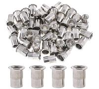 Glarks 50Pcs 304 Stainless Steel M10 Flat Head Threaded Rivetnut Insert Nutsert Rivet Nut Set (M10)