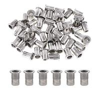 Glarks 50Pcs 304 Stainless Steel M6 Flat Head Threaded Rivetnut Insert Nutsert Rivet Nut Set (M6)
