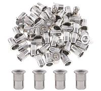 Glarks 50Pcs 304 Stainless Steel M8 Flat Head Threaded Rivetnut Insert Nutsert Rivet Nut Set (M8)