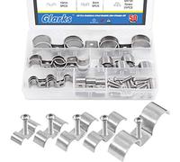 Glarks 50Pcs 5/16" 3/8" 1/2'' 5/8" 1" Stainless Steel Double Line Clamps Fuel Lines Clips with Mounting Screws Assortment Kit for Brake, Fuel Lines and Tubes