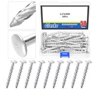 Glarks 50pcs 6.5 x 65mm Thread Twist Nail Kit, Zinc Plated Cement Nails, Steel Nail, Galvanized Solid Nail, Wall Pins Tacks Nails for Cinder Block, Concrete Walls, Cement Board, Woodworking