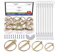 Glarks 50Pcs Heavy Duty Lynch Pin with Lanyard Cable Set 30Pcs Lynch Pin Lock Pin Clips and 10Pcs 304 Stainless Steel Lanyard Cable with Quick Release Ring for Farm Tractors Trailers Trucks Mowers