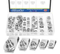Glarks 50pcs M4 M5 M6 M8 M10 U-Style Clip-On Nuts Set, 304 Stainless Steel Thread Clip Nut, U Nuts Clamp Set, U-Shaped Nut, Automotive U-Clips for Engine, Fender, Bumper, Dash, Interior Trim Panels