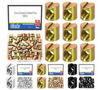 Glarks 50pcs M6 x 10mm Zinc Plated Barrel Cross Dowels Slotted Nut, Heavy Duty Barrel Nut, Hammer Embedded Nuts for Furniture Screws, Beds, Crib, Chairs, Hardware Replacement