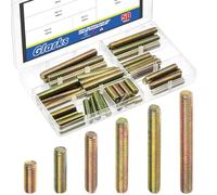 Glarks 50pcs M8 x 20/30/40/50/60/70mm Color-Zinc Plated Fully Threaded Rod Kit, Carbon Steel All Threaded Studs for Furniture Garden Railing Mounting Assembly, Fastening Steel Frame Connection