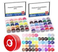 GLARKS 50pcs Prewound Bobbins Sewing Thread Kit, 50 Colors Prewound Bobbin Thread with case, Bobbins and Sewing Threads,Sewing Machine Bobbin Threads for Embroidery Thread and Sewing Machine