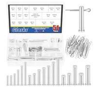 Glarks 51pcs 18 Sizes Single Hole Flat Head Clevis Pins Set, M5 M6 M8 M10 M12 White Zinc Clevis Pins, Link Hinge Pins for Furniture Installation Small Home DIY Project