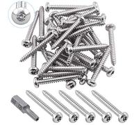 Glarks 51Pcs #8 x 1-1/4'' Button Head Torx Security Sheet Metal Screws Stainless Steel Tamper Resistant Screws Set with T20 Bit (50pcs #8 x 1-1/4'')