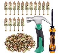 Glarks 52PC Self-Drilling Anchors with Screws Kit: 50PC Drywall Anchors, 1PC Mini Hammer, 1PC Screwdriver for TV, Shelf, Cabinet, and Decoration Fixing