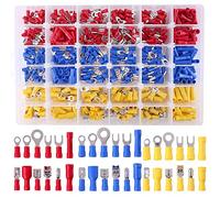 Glarks 540pcs 22-16/16-14/12-10 Gauge Mixed Quick Disconnect Electrical Insulated Butt Bullet Spade Fork Ring Solderless Crimp Terminals Connectors Assortment Kit