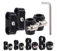 Glarks 5Pcs 4AN Hose Finisher Clamp and Hose Separator Clamp with Wrench Kit, Hose Finisher Clamps with Screw Band and Aluminum Fuel Line Mounting Clamp Hose Fitting Adapter Set for 1/4 Fuel Hose