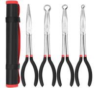 Glarks 5pcs Long Reach Hose Gripper Pliers Set - 28cm, 6.5mm, 13.5mm, 17.5mm Dia, Offset Spark Plug Boot Removal for Narrow Space