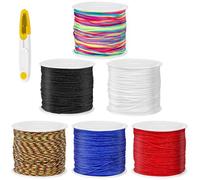 Glarks 6 Rolls 330Yards 0.8MM Nylon String for Bracelets, Chinese Knotting Cord Premium Nylon Cords Beading Thread with U-scissors for Jewelry Making, Beading, Necklaces, Friendship Bracelets