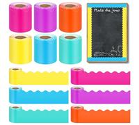 Glarks 6 Rolls 60m Colorful Borders for Bulletin Board, Scalloped Classroom Borders Trim, Scalloped Rolled Border Trim, Pastel Scalloped Borders Bulletin for Classroom, School & Office Decor