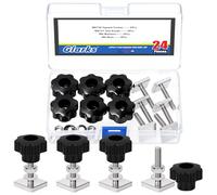 Glarks 6 Sets M6 x 30mm Square Head Bolt with Star Knobs, Nut and Washers Kit, Stainless Steel Fully Thread Roof Rack Bolts, Square Machine Screws Kit for Machinery, Railroads, Electrical Connections