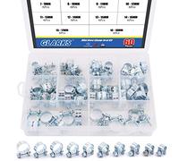 Glarks 60Pcs 10 Size Mini Fuel Injection Style Hose Clamp Assortment Kit For Diesel Petrol Pipe