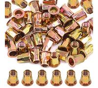 Glarks 60Pcs M10 Half Hex Body Flange Rivet Nuts Zinc Plated Carbon Steel Flat Head Threaded Insert Nut Rivnut Set (M10)
