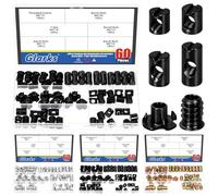 Glarks 60pcs M6 x 10/12/15/20mm Black Barrel Cross Dowels Slotted Nut Kit, Includes 40pcs Barrel Nut, 10pcs M6 x 10mm 4-Pronged Tee Nut, 10pcs M6 x 15mm Hex Socket Threaded Insert Nuts