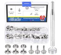 Glarks 62Pcs Canvas Snap Button Kit Stainless Steel Marine Grade Canvas and Upholstery Boat Cover Snap Button Fastener Kit with 2Pcs Setting Tool (20 Sets) - Black