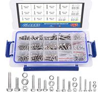 Glarks 665Pcs M3 M4 M5 M6 Stainless Steel Flat Hex Head Screws Bolts Nuts and Flat Gasket Spring Washers Assortment Set