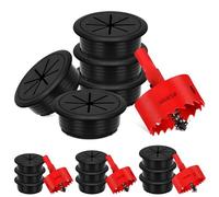 Glarks 6pcs 53mm Flexible Desk Cable Grommet, Desk Cable Hole Covers with Hole Saw, Wire Hole Cover, Desk Cord Hole Cover, Table Wire Cable Ring Hole Cover for Office and Home Table Cable