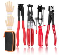 Glarks 6pcs CV Joint Boot Clamp Plier & Clic-R Type Pliers & Hose Clamp Pliers & ATV CV Axle Boots Clamp Tool Set, Boot Crimp Plier with Storage Bag and Gloves for Car Auto ATV UTV Accessories