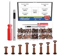 Glarks 70 Sets M5 x 15/18/20/25mm Red Bronze Chicago Screws Kit, Includes 70pcs Chicago Binding Screws, 1pcs Punch, 1pcs Screwdriver, Chicago Button Binding Post Screw Nail Rivets