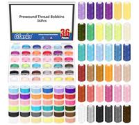Glarks 72pcs 36 Colors Colorful Prewound Bobbins Sewing Thread and Polyester Threads Kit, Includes 36pcs Prewound Bobbin Thread, 36pcs Handy Polyester Sewing Threads for Hand Stitching