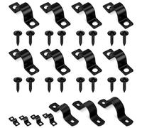 GLARKS 75pcs 12mm Pipe Strap Clamp, Black Carbon Steel 2 Hole U Bracket Tube Strap with Screw for Pipe Tube Cable Fixing
