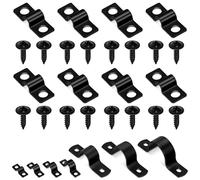 Glarks 75pcs 5mm Pipe Strap Clamp, Black Carbon Steel 2 Hole Strap Heavy Duty Rigid Pipe Strap U Bracket Tube Strap Cable Clamp Hanger Tension Tube Clip with Screw for Pipe Tube Cable Fixing