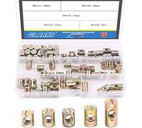Glarks 75Pcs Metric M6 Barrel Nuts Cross Dowels Slotted Nuts Furniture Nuts for Beds Crib and Chairs - 5 Size of 11mm / 12mm / 13mm / 15mm / 20mm