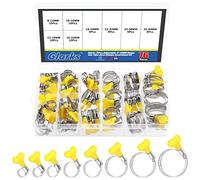 Glarks 76Pcs Adjustable 8-44MM Range Hose Clamps Assortment Kit Key-Type Stainless Steel Worm Gear Hose Clamp with Plastic Handle for Water Pipe, Plumbing, Automotive and Mechanical Application
