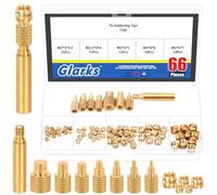 Glarks 7Pcs 1.5/2/2.5/3.2/4.1/5/6.6mm Soldering Tips Set, with 1 Set Heat Set Insert Tool, 65pcs M2/M2.5/M3/M4/M5 Threaded Insert Nuts, Heat-Set Insert Tips Kit for 3D Printing, Plastic Parts