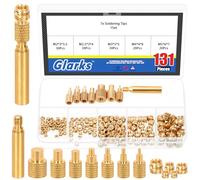 Glarks 7Pcs 1.5/2/2.5/3.2/4.1/5/6.6mm Soldering Tips Sets, with 1 Set Heat Set Insert Tool, 130pcs M2/M2.5/M3/M4/M5 Threaded Insert Nuts, Heat-Set Inserts Tips Kit for 3D Printing, Plastic Parts