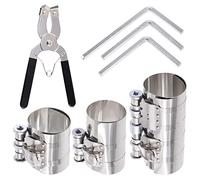 Glarks 7Pcs 3" 4" 6" Piston Ring Compressor Tool Service Set, Car Engine Piston Ring Compressor and Piston Ring Pliers with Adjustable Safety Screws and Wrench for Car Engine, Machine Tractor Pistons