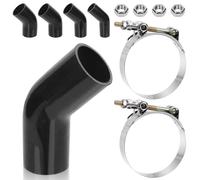 Glarks 7pcs 45 Degree Elbow Coupler Silicone Hose Set Includes 1pcs ID 2.5in 4-Ply High Performance Coupler Silicone Hose 2pcs 2.8-3.1in T-Bolt Clamp 4pcs M6 Hex Nut