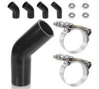 Glarks 7pcs 45 Degree Elbow Coupler Silicone Hose Set Includes 1pcs ID 2in 4-Ply High Performance Coupler Silicone Hose 2pcs 2.2-2.5in T-Bolt Clamp 4pcs M6 Hex Nut