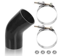 Glarks 7pcs 45 Degree Elbow Coupler Silicone Hose Set Includes 1pcs ID 3in 4-Ply High Performance Coupler Silicone Hose 2pcs 3.3-3.7in T-Bolt Clamp 4pcs M6 Hex Nut